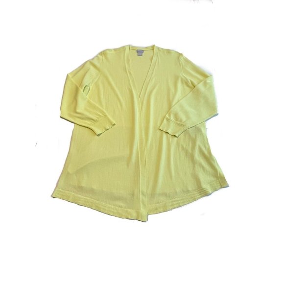 Chico's Sweaters - NEW NWT size 3 (XL) CHICO’s YELLOW OPEN FRONT cardigan stretchy LONG SLEEVE